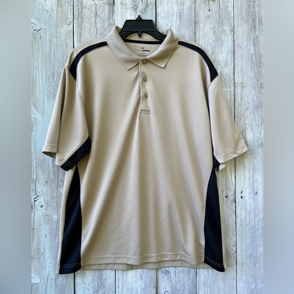 Men’s Grand Slam Performance Golf Polo Size Large Tan with Black Shirt - Picture 1 of 9